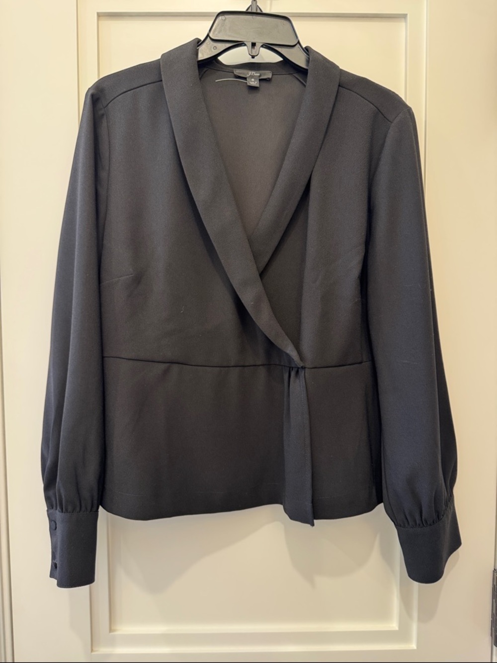 J. CREW! NEVER WORN! Black Wrap-Style peplum blouse. Elegant and understated.